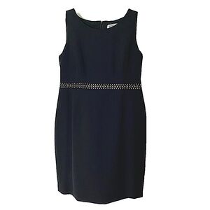 Kasper Elegant Evening Dress Classic Knee Length Sleeveless Studs 12P Black Goth